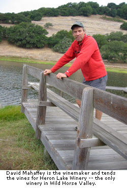 David Mahaffey is the winemaker and tends the vines of the Wild Horse Valley’s only winery – Heron Lake Winery