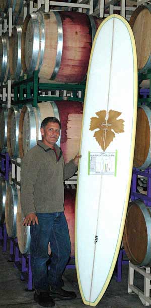 Craig Jaffurs, his wine, his surfboard