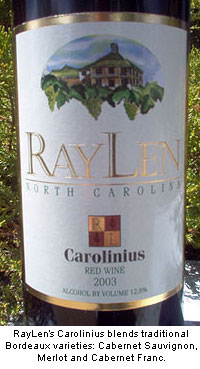 Raylen Carolinius is a traditional Bordeaux blend of Cabernet Sauvignon, Merlot and Cabernet Franc