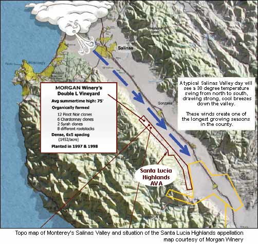 Map of Santa Lucia Highlands AVA