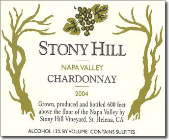 Stony Hill Chardonnay has been labeled as Napa Valley for 55 years