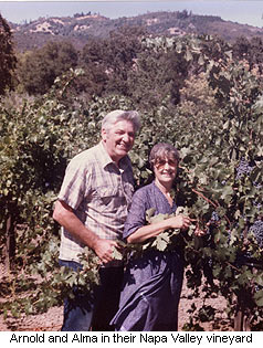 Arnold and Alma Tudal in their Napa Valley vineyard