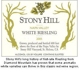 Stony Hill’s Riesling has proven the Diamond Mountain District is capable of producing expressive white wines