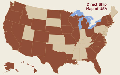 Direct Shipping is allowed in dark brown states