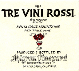 Ahlgren Vineyard 1998 Tre Vini Rossi  (Santa Cruz Mountains)