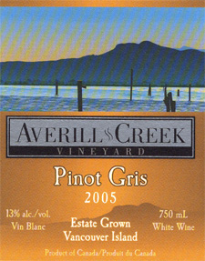 Averill Creek Vineyard 2005 Pinot Gris  (Vancouver Island)