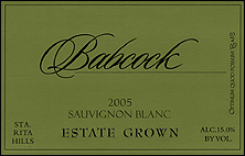 Babcock Vineyards Sauvignon Blanc, Estate