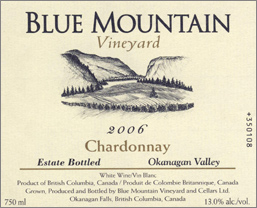 Blue Mountain Vineyard and Cellars 2006 Chardonnay Cream Label  (Okanagan Valley)