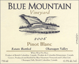 Blue Mountain Vineyard and Cellars 2006 Pinot Blanc Cream Label  (Okanagan Valley)