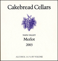 Cakebread Cellars 2003 Merlot