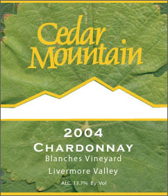 Cedar Mountain Winery 2004 Chardonnay, Blanches Vineyard (Livermore Valley)