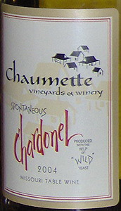 Chaumette Winery 2004 Spontaneous ‘Wild Yeast’ Chardonel  (Missouri)