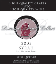 Wine:Domaine Berrien Cellars 2005 Syrah, Estate (Lake Michigan Shore)