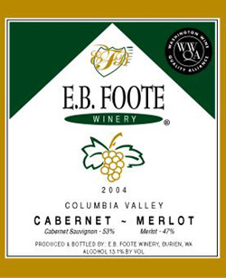 Wine:E.B. Foote Winery 2004 Cabernet - Merlot  (Columbia Valley)
