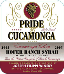 Joseph Filippi Winery & Vineyards 2005 Pride of Cucamonga Syrah, Hofer Ranch (Cucamonga Valley)