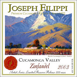 Joseph Filippi Winery & Vineyards 2003 Zinfandel Artist Series Reserve  (Cucamonga Valley)