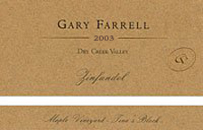 Gary Farrell Wines 2003 Zinfandel, Maple Vineyard - Tina's Block (Dry Creek Valley)