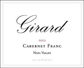 Girard 2003 Cabernet Franc  (Napa Valley)