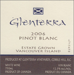 Glenterra Vineyard 2006 Pinot Blanc, Estate (Vancouver Island)