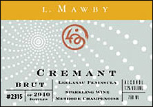 Wine: L. Mawby Vineyard Cremant Brut, Estate (Leelanau Peninsula)