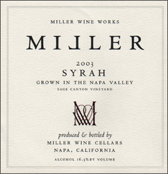 Miller Wine Works 2003 Syrah