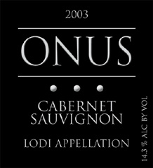 Wine:Onus Wines 2003 Cabernet Sauvignon  (Mokelumne River)
