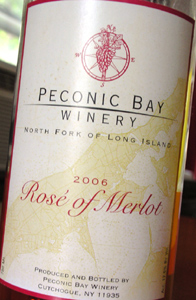 Wine:Peconic Bay Winery 2006 Rosé of Merlot  (North Fork of Long Island)