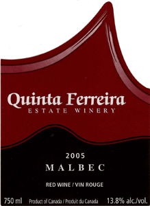 Quinta Ferreira Estate Winery 2005 Malbec  (Okanagan Valley)