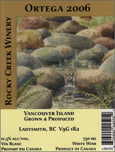 Rocky Creek Winery 2006 Ortega  (Vancouver Island)