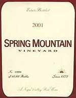 Spring Mountain Vineyard Cabernet 2001