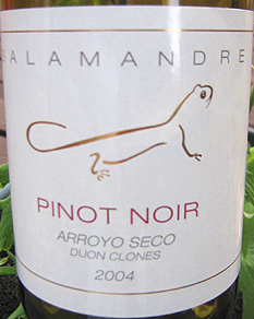 Salamandre Wine Cellars 2004 Pinot Noir Dijon Clones  (Arroyo Seco)