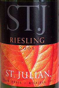 Wine:St. Julian Wine Co. 2005 ST. J Riesling  (Lake Michigan Shore)