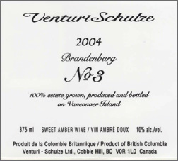 Venturi-Schulze Vineyards Brandenburg No.3  (Vancouver Island)