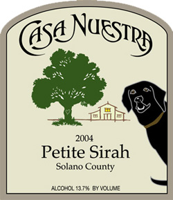 Wine: Casa Nuestra 2004 Petite Sirah  (Solano County)