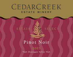 Wine:CedarCreek Estate Winery 2005 Estate Select Pinot Noir  (Okanagan Valley)