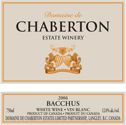 Domaine de Chaberton Estate Winery 2006 Bacchus VQA  (Fraser Valley)