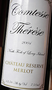 Wine:Comtesse Thérèse 2004 Chateau Reserve Merlot  (North Fork of Long Island)