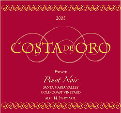 Costa de Oro Winery 2005 Estate Pinot Noir, Gold Coast Vineyard (Santa Maria Valley)