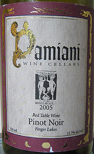 Wine:Damiani Wine Cellars 2005 Pinot Noir  (Finger Lakes)