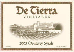 De Tierra Vineyards 2003 Syrah