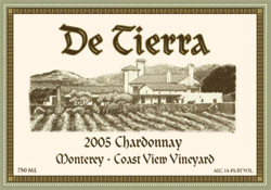 Wine:De Tierra Vineyards 2005 Chardonnay, Coast View Vineyard (Monterey)