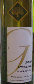 Wine:Gaspereau Vineyards 2006 Riesling  (Nova Scotia)