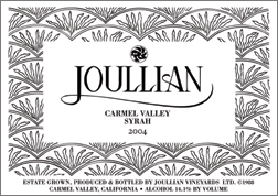 Wine:Joullian Vineyards 2004 Syrah  (Carmel Valley)