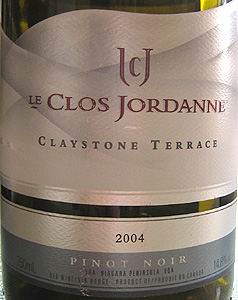 Wine:Le Clos Jordanne 2004 Pinot Noir, Claystone Terrace (Twenty Mile Bench)