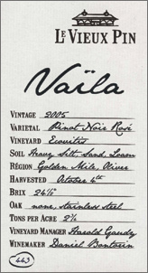 Wine:Le Vieux Pin 2005 Vaïla Rosé, Ecovitis Vineyard (Okanagan Valley)
