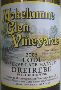 Wine:Mokelumne Glen Vineyards 2005 Dreirebe - Reserve Late Harvest  (Lodi)