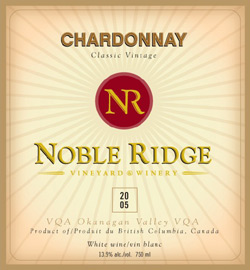 Wine:Noble Ridge Vineyard and Winery 2005 Chardonnay  (Okanagan Valley)