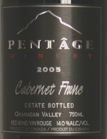 Pentage Wines 2005 Cabernet Franc, Estate (Okanagan Valley)