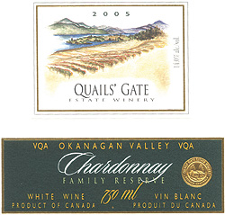 Wine:Quails' Gate Estate Winery 2005 Family Reserve Chardonnay  (Okanagan Valley)