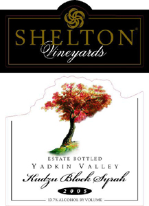 Shelton Vineyards 2005 Kudzu Block Syrah, Estate (Yadkin Valley)